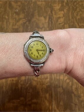 Antique Elgin Silver Tone Art Deco Ladies Wrist Watch